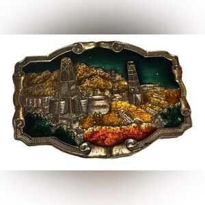 Vintage Oil Field Enamel Belt Buckle by Koleaco Made In USA Great Condition